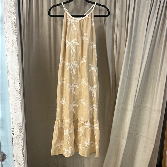 NWT Taupe Palm Tree Embroidered Midi Dress - Very J - Picture 1 of 5